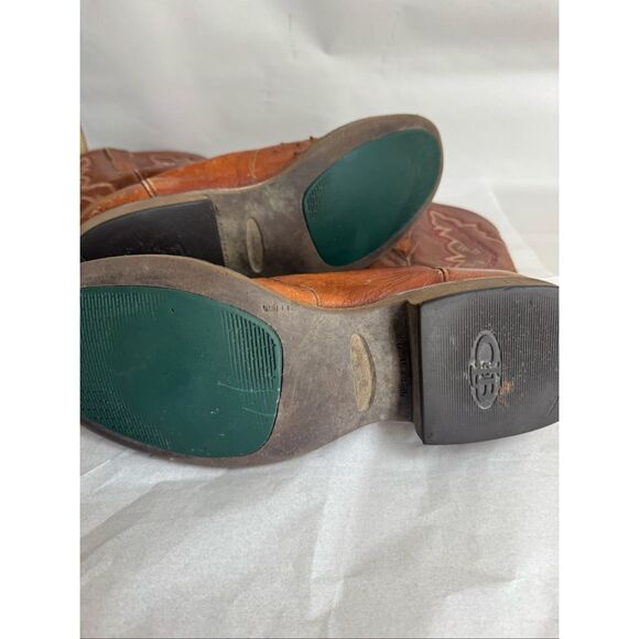 Lucchese 2000 Full Quill Ostrich Cowboy Boots Brown Leather 11D Flaws - Picture 7 of 12